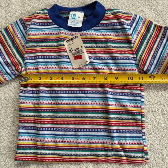 Take 10 Mervyn's Vintage T-Shirt Shorts Set 4T Outfit Red Multi Stripe NWT 90s - Picture 6 of 9